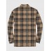 Fashion Brown Retro Plaid Printing Men‘s Long Sleeve Polo