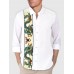 Vintage Style White Chinese Traditional Mythology Dragon Printing Men's Long Sleeve Shirt