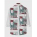 Comic Style Abstract Geometric Cup Pattern Printing Men's Long Sleeve Shirt